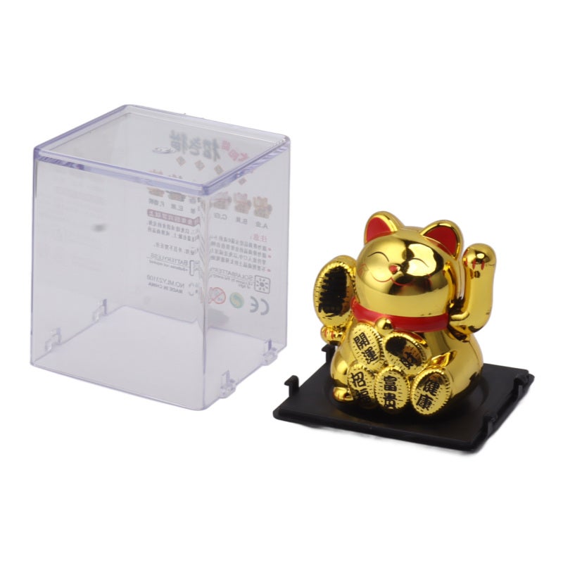 Solar Powered Lucky Cat: Mini Plastic, Auto-Waving Hand, Wealth Luck Symbol - Cute Vivid Design, Solar Waving Cat for Home, Car, Office Desk Decor - Image 3