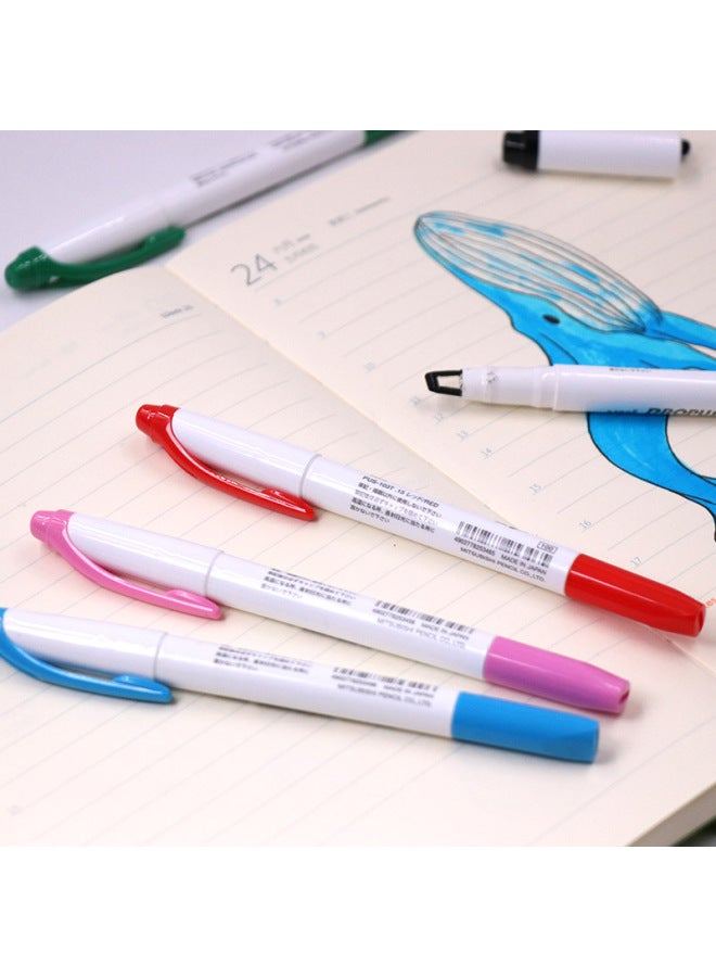 Uni Mitsubishi Dual-tip Highlighter Pen, Student Homework Journal Drawing Marker Pen, Colorful Pen, Fine 0.4mm Thick 4mm, Pus-103t, 1 Pen/pack, Green - Image 4
