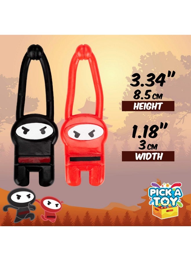Pick A Toy Stretchy Flying Ninjas [12-Pieces] | Elastic Slingshot Ninja Toys For Boys & Girls | Great Birthday Party Favors Idea | Red & Black Colors | Eco-Friendly, Bpa-Free Materials - Image 2