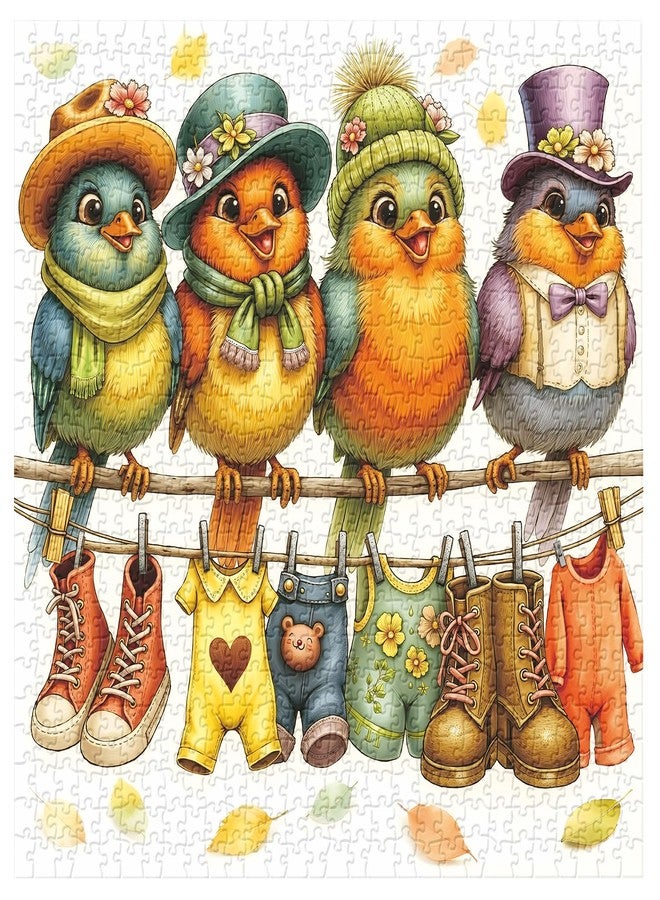 PPuzzling Cute Bird Family Puzzles for Adults 1000 Pieces, Colorful Birds with Hats and Scarves Jigsaw Puzzles, Whimsical Nature Animal Puzzle - Image 2