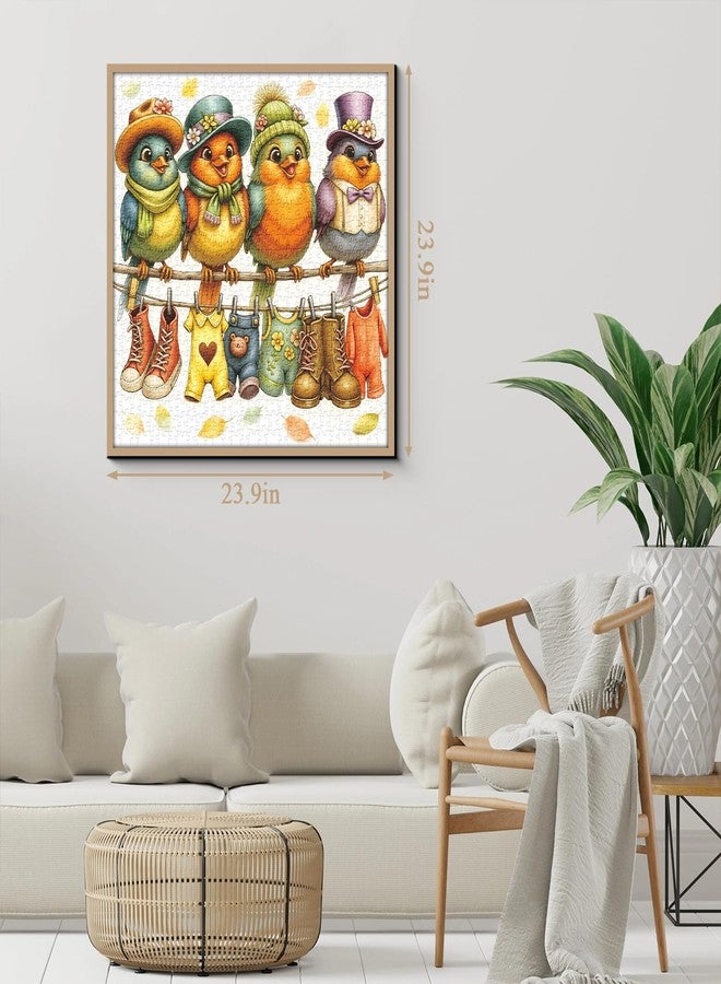PPuzzling Cute Bird Family Puzzles for Adults 1000 Pieces, Colorful Birds with Hats and Scarves Jigsaw Puzzles, Whimsical Nature Animal Puzzle - Image 4