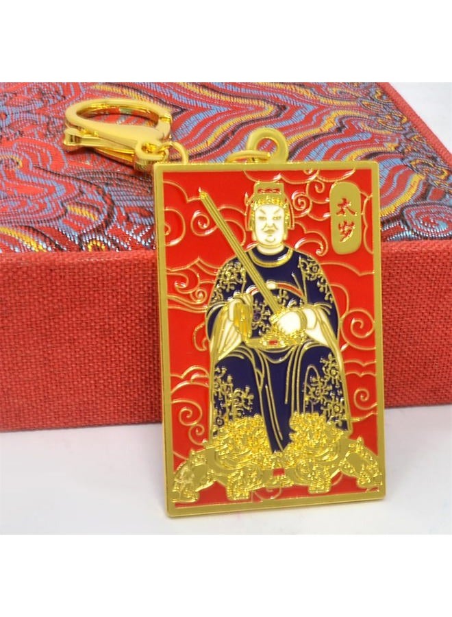 Fengshuibringluck Feng Shui Red Tai Sui Amulet Keychain 2024 Talisman Exorcise Evil Spirits Good Luck Gift - Image 3