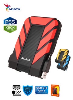 أداتا HD710 Pro محرك أقراص ثابتة خارجي متين سعة 2 تيرابايت | محرك أقراص ثابت سريع البيانات مضاد للصدمات | متوافق مع PS5 XBOX | مقاوم للصدمات ومقاوم للماء | أحمر  - Image 1