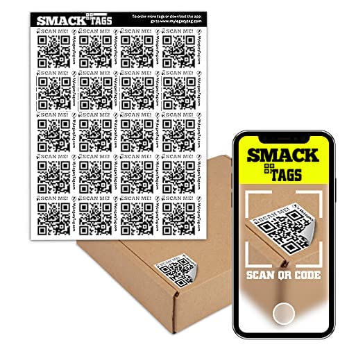 Smack Tags QR Code Labels for Storage and Organization - No App Needed - 20 Unique Scannable QR Code Stickers - Easy to Use Smart Labels for Bins, Moving Boxes, Office Organization - Image 1
