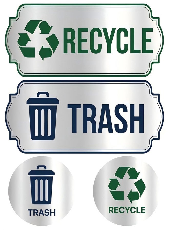 CLVJQ Recycle Stickers for Trash Bins 4Pcs, Waterproof Self-Adhesive Trash and Recycle Stickers for Home, Office, Hotel, Apartment, School, Recycling Signs for Indoor/Outdoor Garbage Can - Image 1