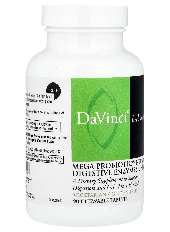 DaVinci Laboratories Mega Probiotic™ ND with Digestive Enzymes Chewable 90 Chewable Tablets - Image 2