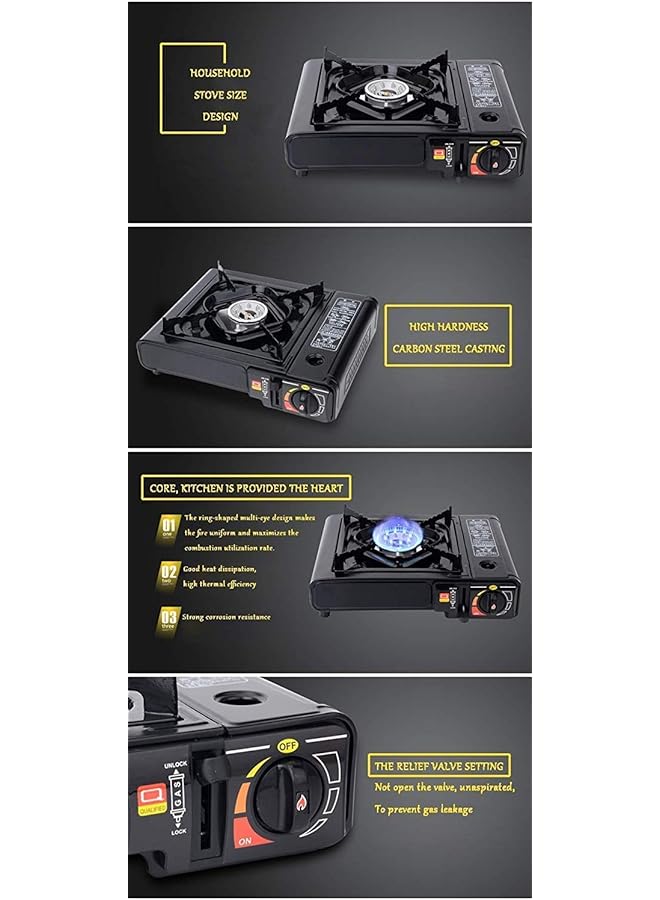 Generic AtrauX Butane Gas Burner Stove Portable Stove for Traveling Single Burner Outdoor Camping Picnic Stove (Black) - Image 3