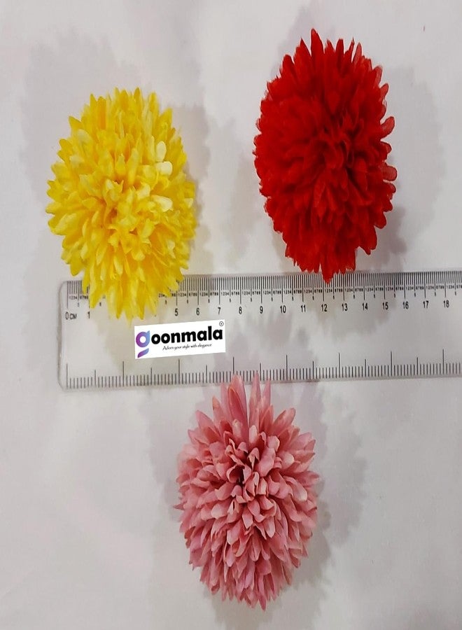 Goonmala Artificial Chrysanthemum Ball Hydrangea febric Flower Without Stick for Home, Office Decoration and Craft (Gajri) - Image 3