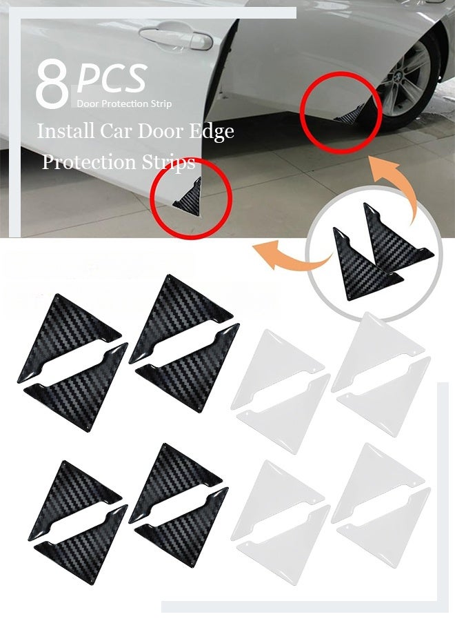 8 PCS Car Door Guard Protector, Car Door Edge Guard, Anti-Collision Vehicle Side Corner Protector, Auto Accessories Self-Adhesive Auto Edge Protection Cover Fit for Most Vehicle (Carbon Fiber and White) - Image 1