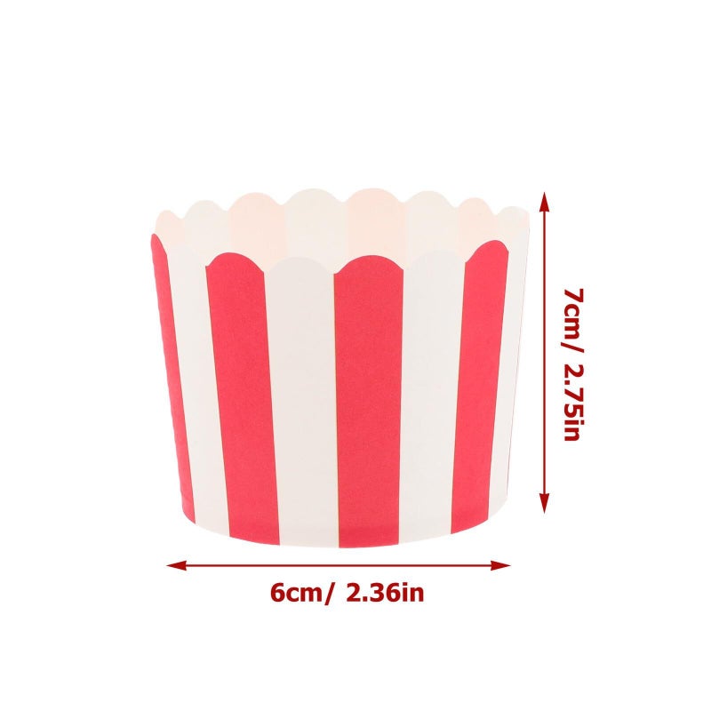 Red White Striped Large Cupcake Wrappers High Temperature Resistant Baking Paper Liners 100pcs - Image 3