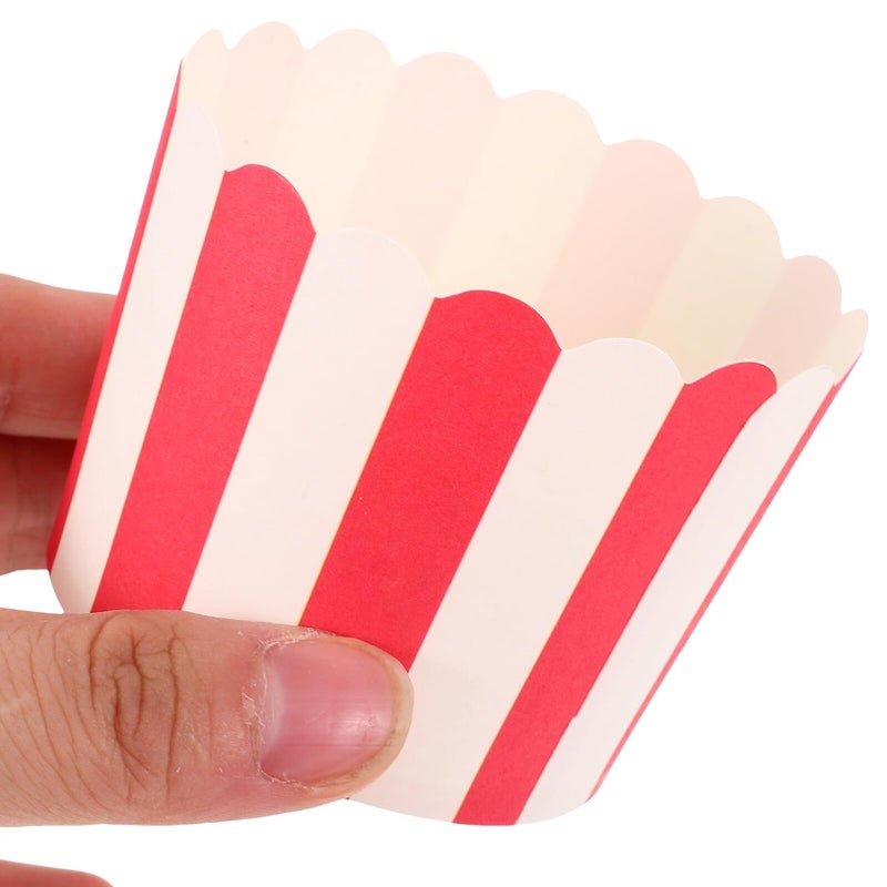 Red White Striped Large Cupcake Wrappers High Temperature Resistant Baking Paper Liners 100pcs - Image 5