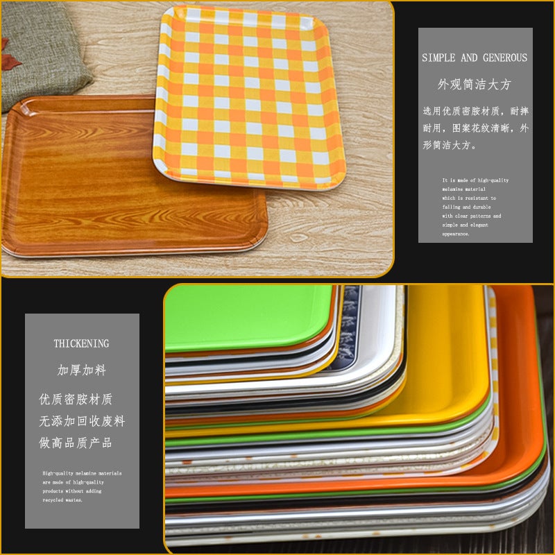 Colorful Melamine Tray Kindergarten Tray Rectangular Plastic Cake Bread Serving Tray Self-Service Fast Food Tray - Image 5