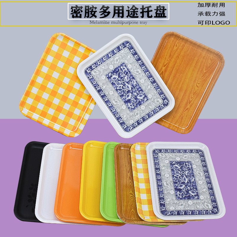 Colorful Melamine Tray Kindergarten Tray Rectangular Plastic Cake Bread Serving Tray Self-Service Fast Food Tray - Image 2