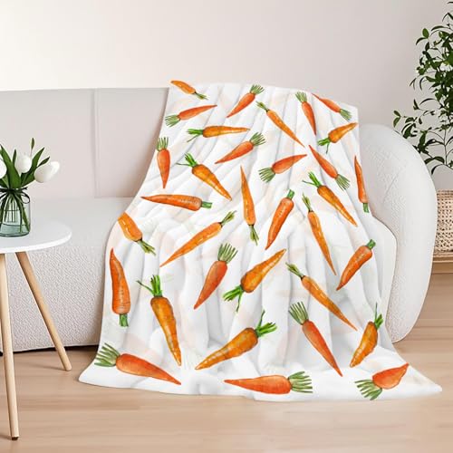 JOOCAR Easter Throw Blanket Cartoon Carrot Bunny Throw Blankets Lightweight Soft Cozy Flannel Blanket for Couch Sofa Bed Bedroom Living Rooms 50x60 Inch - Image 5