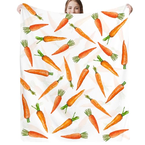 JOOCAR Easter Throw Blanket Cartoon Carrot Bunny Throw Blankets Lightweight Soft Cozy Flannel Blanket for Couch Sofa Bed Bedroom Living Rooms 50x60 Inch - Image 2