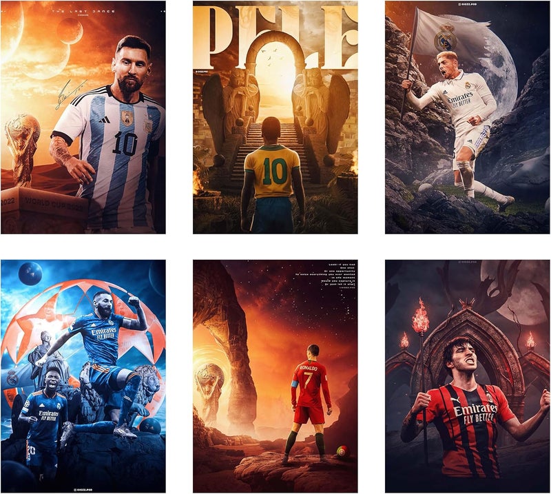 CodersParadise Paper Pack Of 6 - Football Wall Posters 8X12 Inch A4 Size Included Glue Dots Wall Decor Posters Wall Art - Image 1
