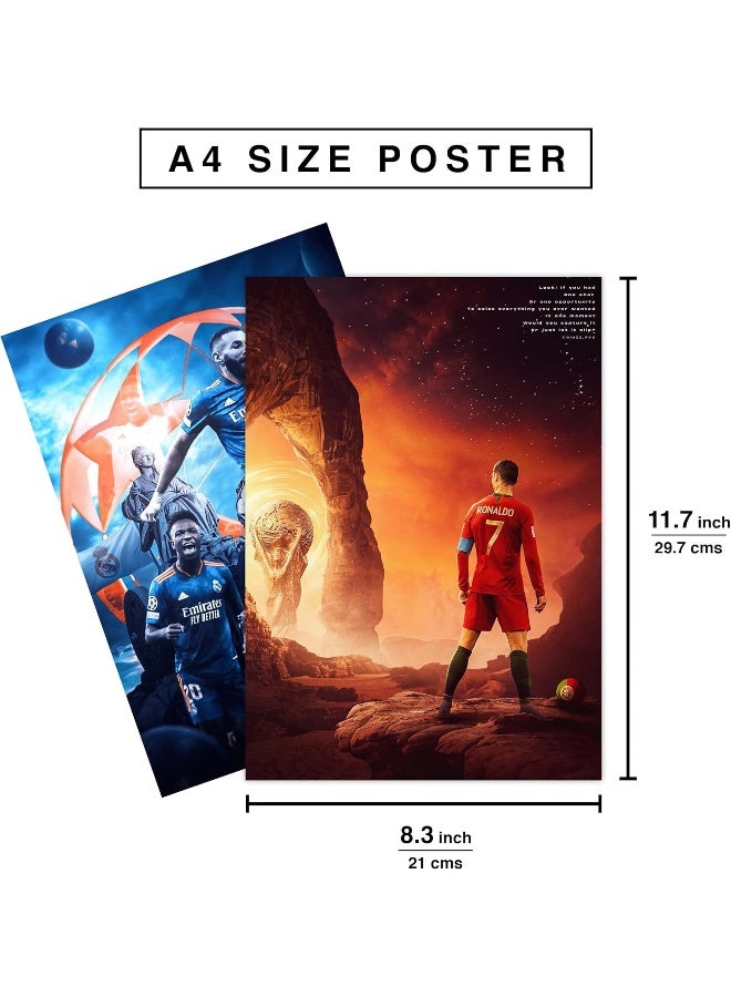 CodersParadise Paper Pack Of 6 - Football Wall Posters 8X12 Inch A4 Size Included Glue Dots Wall Decor Posters Wall Art - Image 3