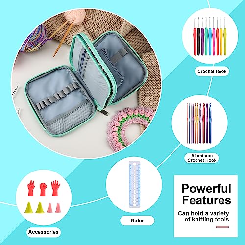 LOOEN Crochet Hook Case with Zipper and Web Pockets for Crochet Needles/Knitting Accessories - Lightweight Organizer Bag for Crochet Hook Kit Tools - Image 5