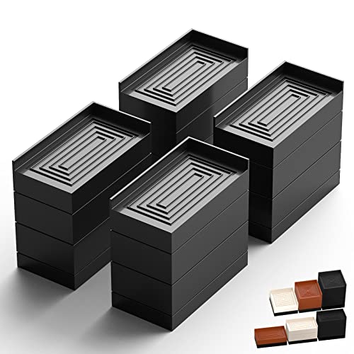 Tclouda Furniture Risers, Tclouda Bed/Sofa/Desk/Table/Chair Leg/Fridge Lifts to 1.5, 3 and 4 in, Rectangle Adjustable Risers Blocks for Extenders, Heavy Duty Supports Up to 1300 Lbs, 4 in-Black-Rectangle - Image 1