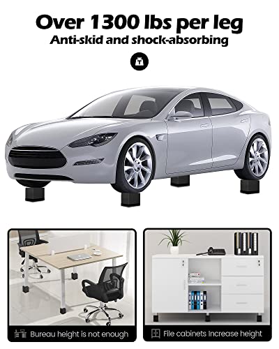 Tclouda Furniture Risers, Tclouda Bed/Sofa/Desk/Table/Chair Leg/Fridge Lifts to 1.5, 3 and 4 in, Rectangle Adjustable Risers Blocks for Extenders, Heavy Duty Supports Up to 1300 Lbs, 4 in-Black-Rectangle - Image 5