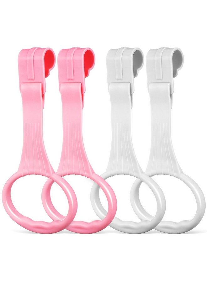 TOYANDONA TOYANDONA 4pcs Baby Pull Up Rings, Plastic Pull Rings Baby Stand Up Assist Rings Baby Exercise Rings for Infant Toddler Baby Playpen Walking Exercise (Pink+White)  - Image 1