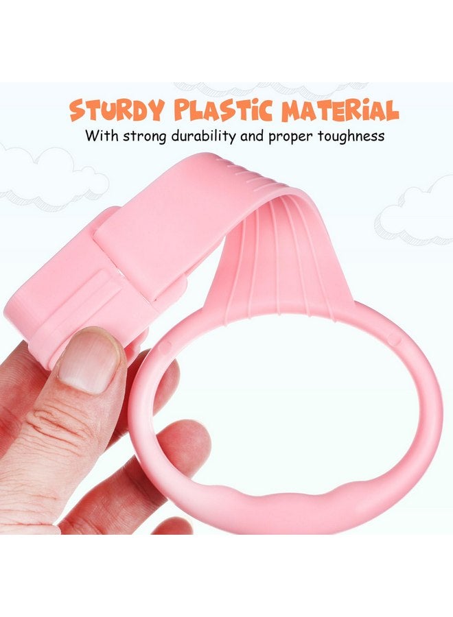 TOYANDONA TOYANDONA 4pcs Baby Pull Up Rings, Plastic Pull Rings Baby Stand Up Assist Rings Baby Exercise Rings for Infant Toddler Baby Playpen Walking Exercise (Pink+White)  - Image 3