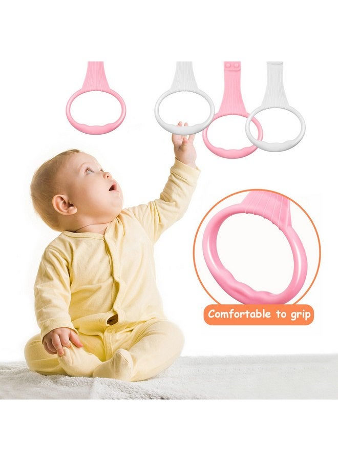 TOYANDONA TOYANDONA 4pcs Baby Pull Up Rings, Plastic Pull Rings Baby Stand Up Assist Rings Baby Exercise Rings for Infant Toddler Baby Playpen Walking Exercise (Pink+White)  - Image 5
