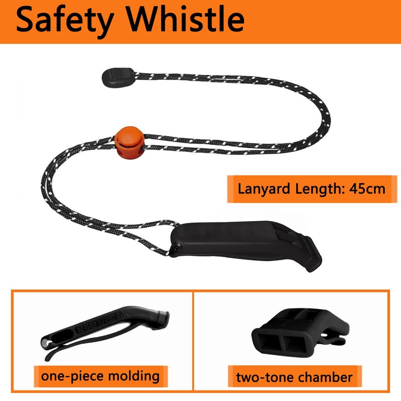 Amzonly Emergency Whistle, 120db Safety Whistle Survival Shrill Loud for Camping Hiking Hunting Boating Fishing Life Vest Jacket Rescue Signaling Kids Lifeguard 5 Pack- Black - Image 2