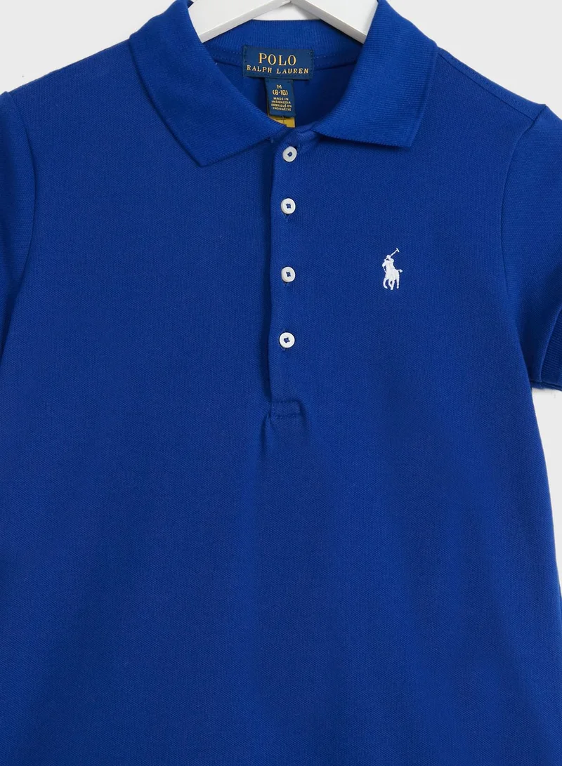 POLO RALPH LAUREN Youth Stripe Waist Polo Dress