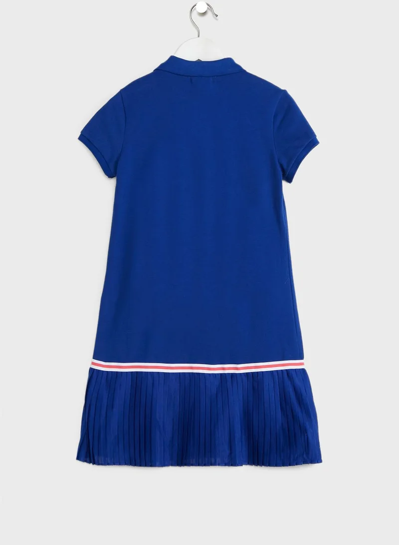POLO RALPH LAUREN Youth Stripe Waist Polo Dress