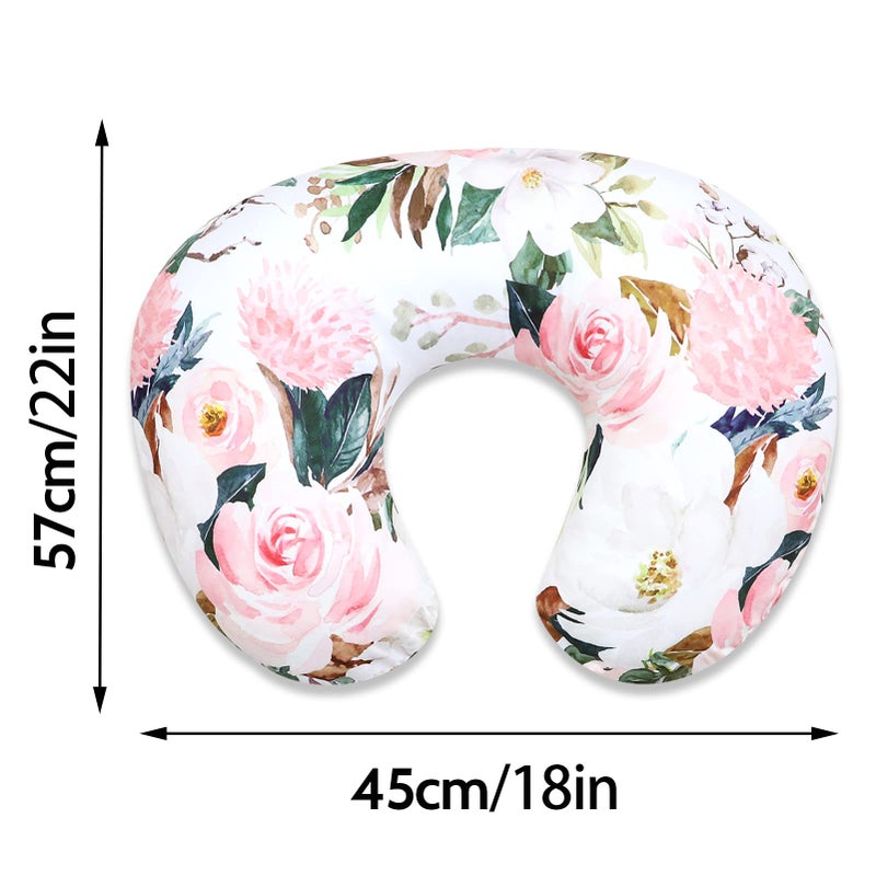 DILIMI Nursing Pillow Cover for Baby Girl and Boy, Ultra Soft Comfortable Stretchy Removable Slipcover for Newborn Breastfeeding Pillows, Watercolor Flower - Image 4
