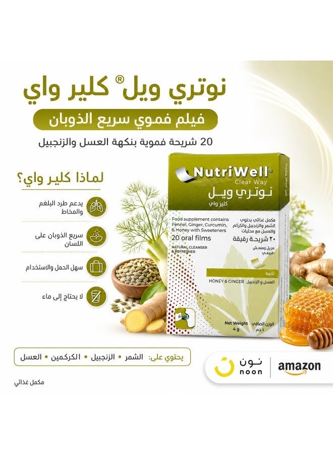 Nutri INNOGEN NutriWell® Clear Way – Fast-Dissolving Oral Film with Ginger, Fennel, Curcumin & Honey – Respiratory Wellness Support - Image 2
