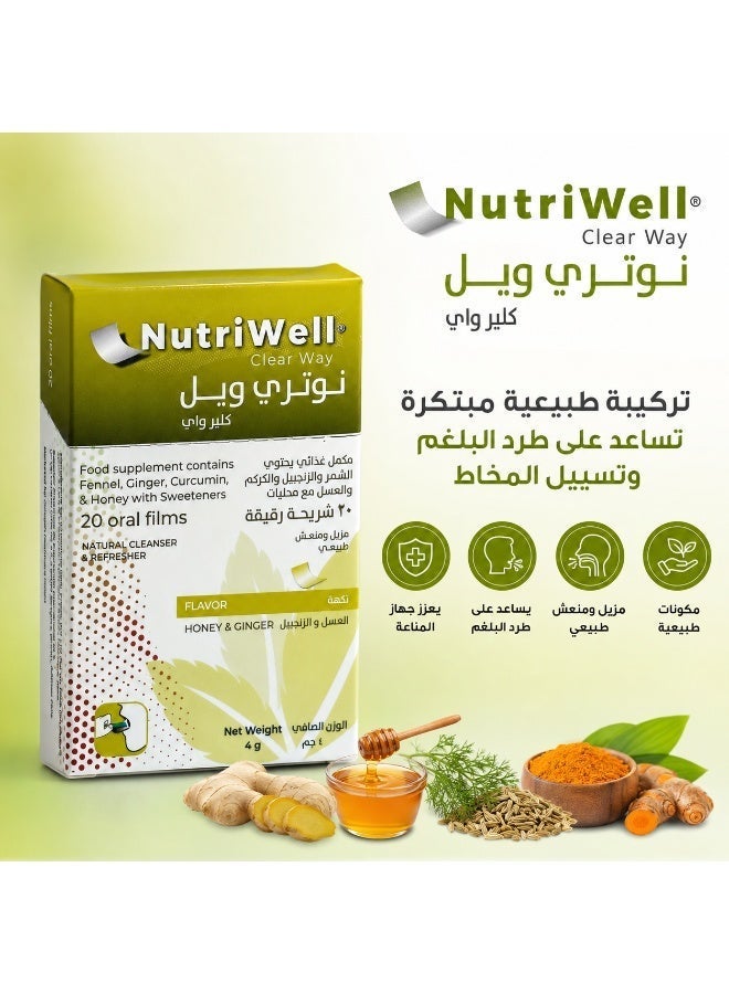 Nutri INNOGEN NutriWell® Clear Way – Fast-Dissolving Oral Film with Ginger, Fennel, Curcumin & Honey – Respiratory Wellness Support - Image 1