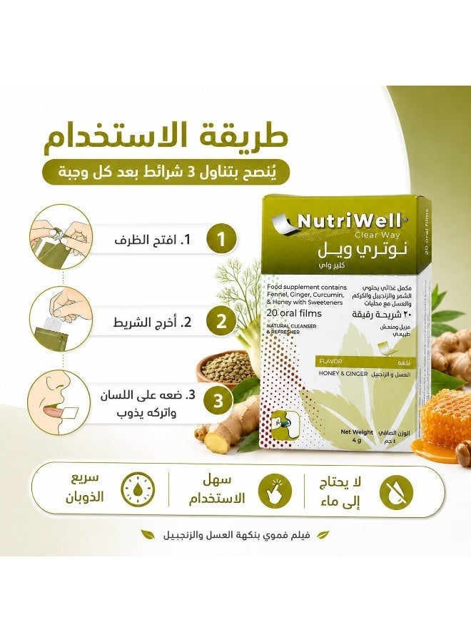 Nutri INNOGEN NutriWell® Clear Way – Fast-Dissolving Oral Film with Ginger, Fennel, Curcumin & Honey – Respiratory Wellness Support - Image 4