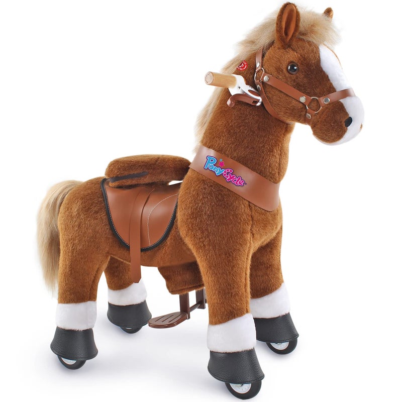 PonyCycle Ride on Horse Pony Ride on Toys for Boys Classic Model U with Brake 30 HeightSize 3 Rocking Horse for Age 34 Riding Horse with Wheels Mechanical Walking Animal Plush Gifts Ux324 - Image 3