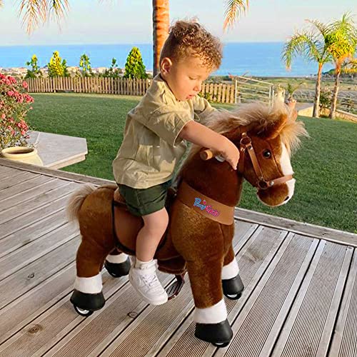 PonyCycle Ride on Horse Pony Ride on Toys for Boys Classic Model U with Brake 30 HeightSize 3 Rocking Horse for Age 34 Riding Horse with Wheels Mechanical Walking Animal Plush Gifts Ux324 - Image 5