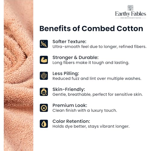 Earthy Fables Premium Face Towels - 100% Combed Cotton, 600 GSM, Ultra Soft, Quick Dry & Highly Absorbent, for Gym, Travel & Acne-Prone Skin, 30x30 cm, Set of 4 (Peach) - Image 5