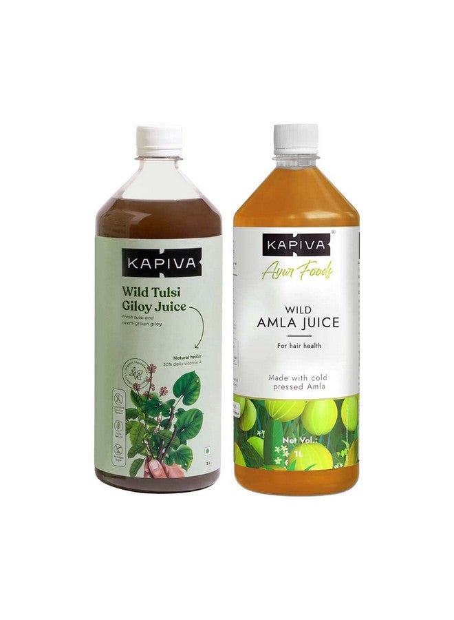 Kapiva Wild Tulsi Giloy 1L + Kapiva Wild Amla Juice 1L | Boosts Immunity and Digestion | Natural Juice Pack | Immunity Boosters for Adults | No Added Sugar - Image 1
