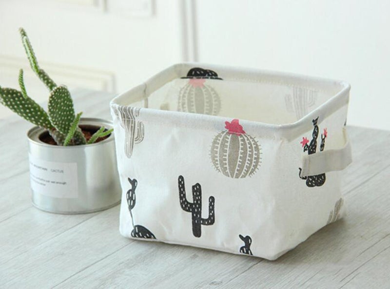 KRLIFCSL Storage Bins Foldable Cactus Storage Basket for Nursery, Kids Toys, Makeup, Small Items, Desktop Organization, Set of 4 (Cream) - Image 5