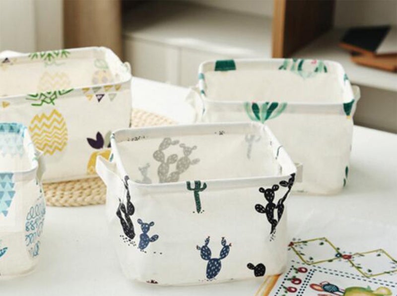 KRLIFCSL Storage Bins Foldable Cactus Storage Basket for Nursery, Kids Toys, Makeup, Small Items, Desktop Organization, Set of 4 (Cream) - Image 4
