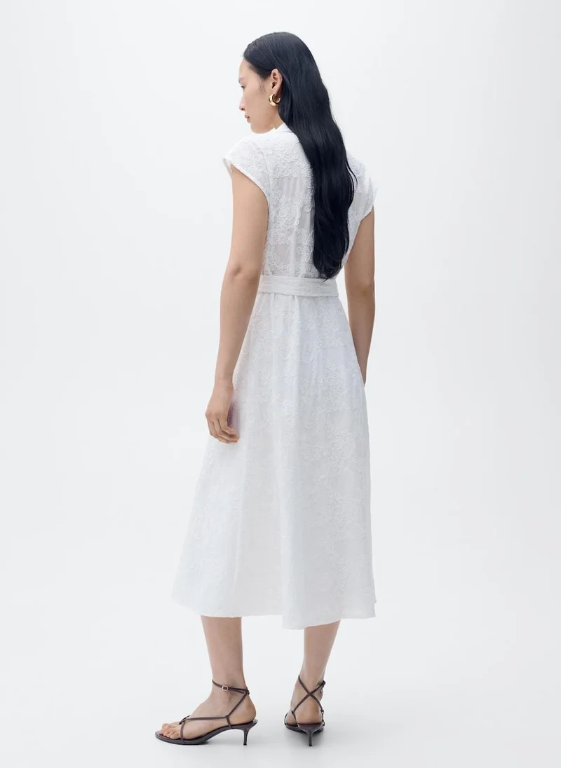 مانجو Embroidered Shirt Belt Dress