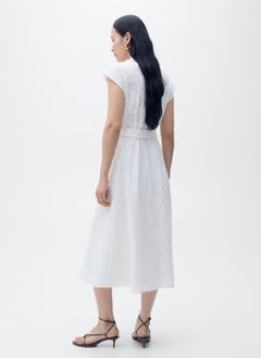 MANGO Embroidered Shirt Belt Dress  - Image 2