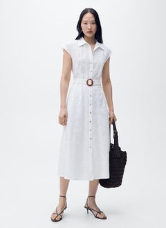 MANGO Embroidered Shirt Belt Dress  - Image 1