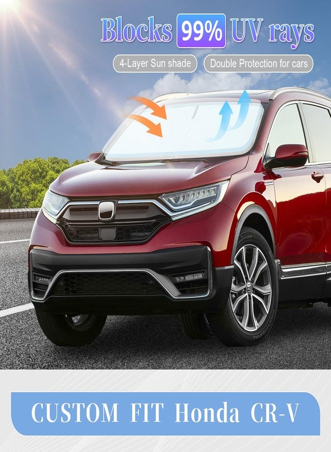 ZOIBV for Honda CR-V CRV 2017-2022 (Not for 2022 Sport) Sun Shade Sunshade Windshield Cover, 4-Layer Front Window Shade Custom Fit CRV Sun Visor 240T Retractable Shade Cooler Car Accessories - Image 4