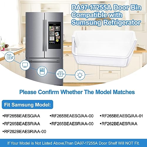 Alvar UPGRADED DA97-17255A Refrigerator Door Bin Compatible with Samsung Refrigerator Door Shelf Replacement,Right Fridge Door Shelf Parts AP6784023, RF265BEAESG/AA, RF265BEAESR/AA, RF262BEAESR Door Shelves - Image 4