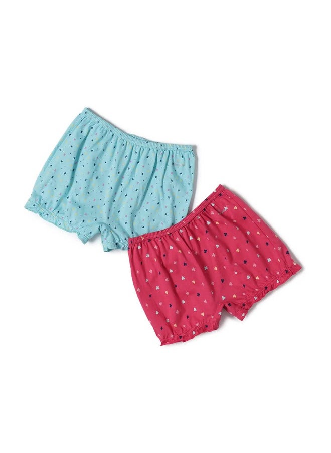 JOCKEY - Jockey SG06 Girl's Super Combed Cotton Printed Bloomers with Ultrasoft Waistband (Pack of 2) - Image 1