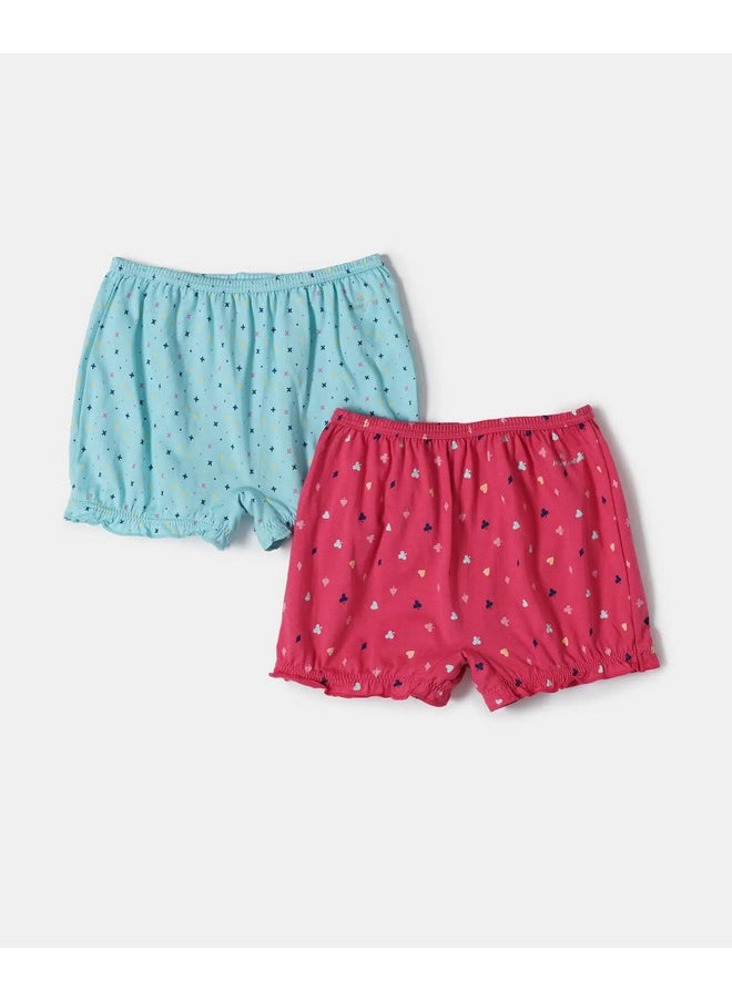 JOCKEY - Jockey SG06 Girl's Super Combed Cotton Printed Bloomers with Ultrasoft Waistband (Pack of 2) - Image 1