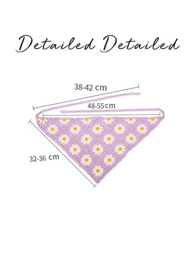 يا إلهي 2pcs شعر الكروشيه للسيدات بانداناس وشاح شعر متشابك للبنات ديزي عتيقة عظم الرأس ملحقات الشعر مثلث الأزهار الحجاب الحاكمة جوفاء الشعر - Image 3