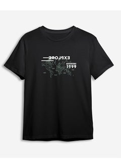 Black Back Text Printed Regular/Normal Cut T-shirt TMNSS24TS00219