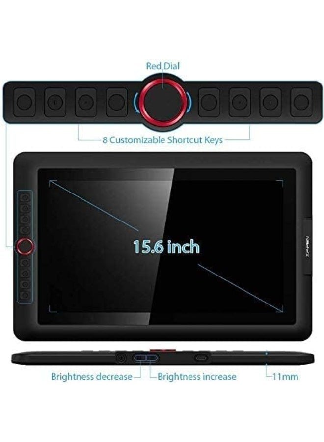 XP-PEN Artist 15.6 Pro V2 Graphics Drawing Tablet with Screen, X3 Pro Stylus 16K Pressure, Fully Laminated Anti-Glare Display, Red Dial, 8 Shortcut Keys, Tilt Support - Image 2